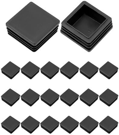 QWORK® 20 PCS 40 x 40 mm Bouchons à lamelles pour Tube carré, Embout de Bouchon en Plastique Noir carré pour Tube de Tuyau, Plastique polyéthylène, Bouchons d'extrémité