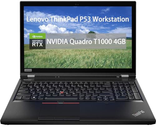 Lenovo ThinkPad P53 Workstation Laptop, NVIDIA Quadro T1000 4GB, Intel i7-9750, 16GB RAM, 512GB SSD, 15.6 FHD 1920x1080, Backlit US Keyboard, QWERTY, Windows 10 Pro (Renewed)