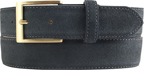 BELTINGER Gürtel aus Veloursleder 3,5 cm | Velour-Ledergürtel für Herren 35mm | Wildleder-Gürtel mit goldener Gürtelschließe | Anthrazit 90cm