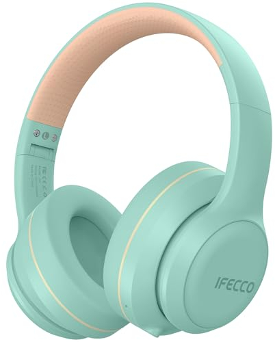 IFECCO Auriculares Inalámbricos Diadema - Cascos Diadema Bluetooth con Micrófono, Auriculares Bluetooth Estéreo HiFi Plegables con para PC/TV/iPhone(Verde)