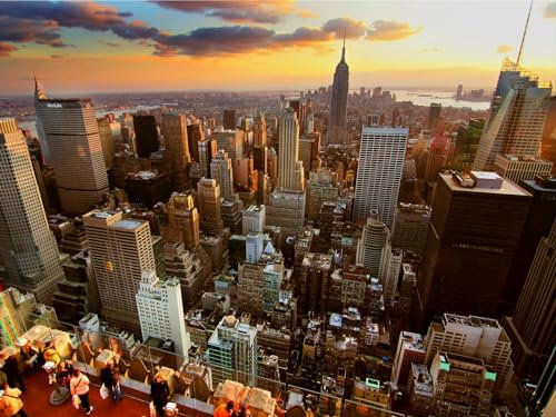 THISIT DIY Ölgemälde, Malen nach Zahlen für Erwachsene, New York, Zuhause, Wolkenkratzer-16 x 20 Zoll No Frame