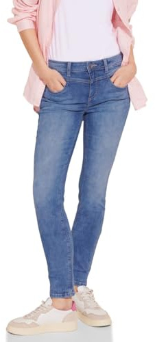 Street One Damen A378133 Jeans im Slim Fit, Light Blue Random Wash, 32W / 28L