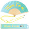 Fisura – Original orange handheld folding fan with “Mum, I'm ok” message. Colorful wooden fan, perfect for gifts, wedding party decoration. Hanger included.