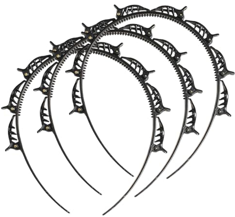 3 Stück Frisurenhilfe Haarreif mit Klammern,Hairstyle Hairpin,Haarnadeln Friseurbedarf, Stirnband Haarhalter Haarschmuck Haarband,Haarband mit Clips, Twist Clip Stirnband