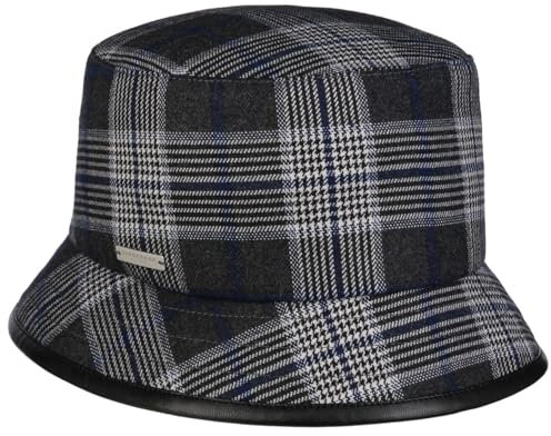 Seeberger Karierter Fischerhut Damen/Herren, Blau-Grau, Einheitsgröße, Blau-Grau, 6 3/4/7 1/4