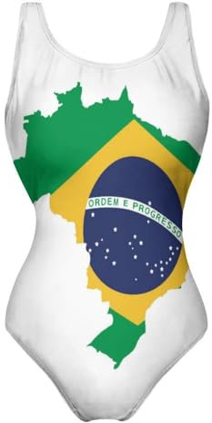 Cmagnifico Costume da bagno da donna, costume da bagno carino Jack Russell Terrier, costume da bagno intero, Bandiera del Brasile Verde, M