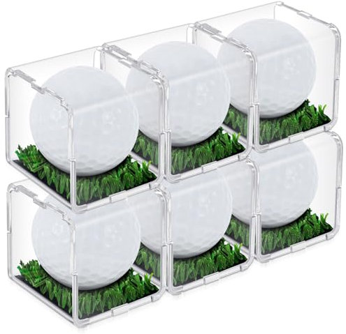Tioncy UV-geschützte Golfball-Vitrine mit Rasen, 5,1 x 5,1 x 5,1 cm, Acryl, Golfballständer, transparente Vitrine für signierte Baseball-Tennisbälle, Golfbälle, Erinnerungsstücke