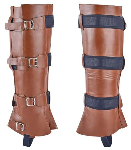 GORGECRAFT 2 STK. Halloween Renaissance Stiefelüberzüge Mittelalterliche Beinpanzerung Aus Kunstleder Wikinger Retro Steampunk Verstellbare Gürtelschnalle Piraten Stiefelpanzerung Retro Peru