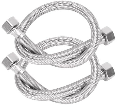 Heable Pair of Flexible Pipes for Bathroom/Kitchen/Toilet Taps British Standard Pipe 1/2 x 1/2 BSP Fitting 600mm Long