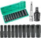 1/2 Impact Socket Set, Drive Deep Sockets Set 1/2 inch Long Reach 8 10 13 14 15 17 19 21 24 mm Metric Sockets, Plus 1/4 Hex Shank Bit Adpater & 1/2 Universal Joint Socket Adapter, CR-V