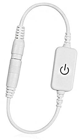 Mini LED Dimmer Touch Switch, 1 Output Channel LED Strip Dimmer Switch Plastic for Bedroom (White)