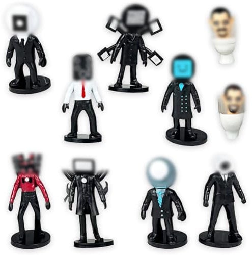 MIFKLMV Toilet Game Figures, Toilet Man and TV Man Figures, Toilet Man Cake Toppers, Toilet Mini Ornaments, Toilet Figure Model, Collectible Gifts for Kids Fans' Birthdays (10 PCS)