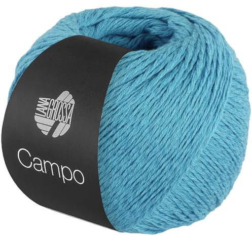 LANA GROSSA Campo | Feines, mehrfach verzwirntes Baumwoll-Mischgarn mit Struktur | Handstrickgarn aus 65% Baumwolle & 25% Viskose & 10% Leinen | 50g Wolle zum Stricken & Häkeln | 165m Garn FB 34