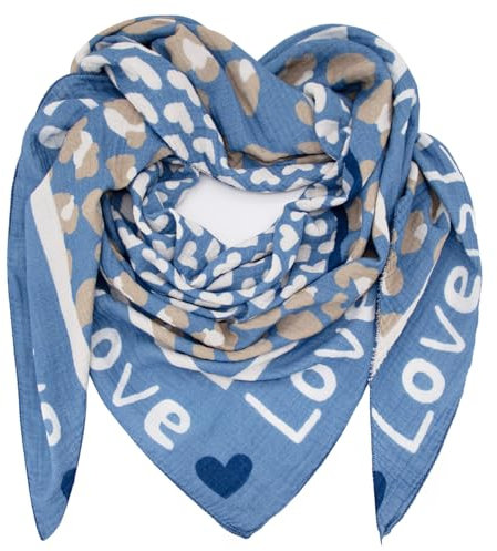 Glamexx24 Damen Schal Dreieckstuch Love Herz Baumwolle Unisex fr Frhling, Sommer, Herbst und Winter Made in Italy