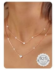 ORAZIO Sterling Silver Necklaces for Women Choker Necklaces Heart Zircon Butterfly Rose Gold Necklace for Women Necklace Chain Layered Necklaces for Women