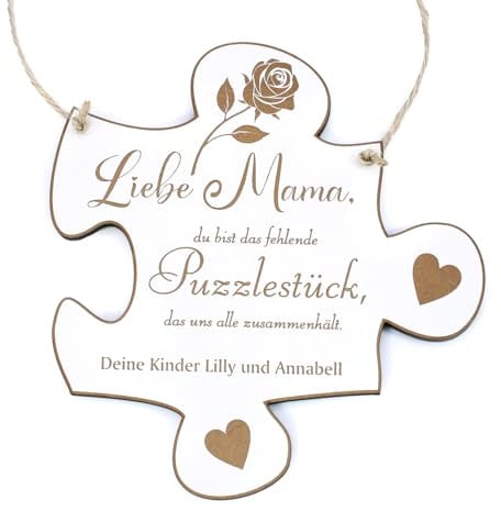 Dekolando Mama Geschenk Muttertag Schild personalisiert Puzzleteil - Geschenke für Mutter Geschenkidee Geburtstag