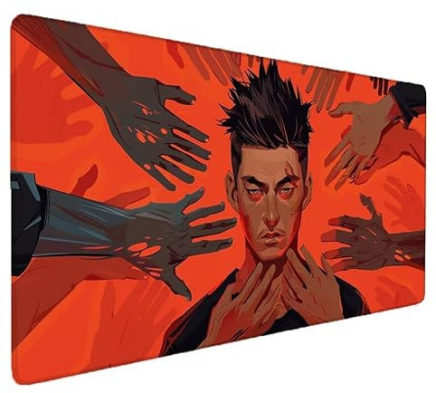 Tapis de Souris Noir et Rouge, Chiffre Tapis de Souris Gamer XXL 1500x800x3mm Étanche Antidérapante Mouse Pad avec Coutures sur Les Bords - sous Main Bureau pour Gamer, PC,Ordinateur Portable X-1