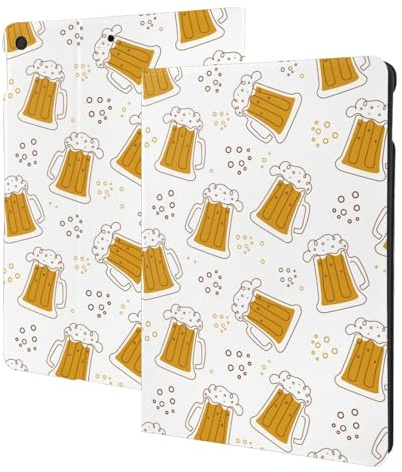 Funda compatible con iPad de 9ª/8ª/7ª generación, funda para tablet con estampado de cerveza C compatible con iPad Cover de 10.2 pulgadas, soporte tipo folio, encendido y apagado automático