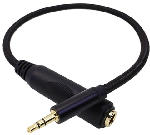 Vidsmow 3.5mm Male to 6.35mm Female Audio Jack Adapter Cable 20cm, Gold-Plated Headphone Extension Aux Adapter for Amplifier, Receiver, Microphone, Guitar, Karaoke, Speaker, Hi-Fi & Stereo Devices