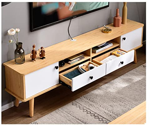 FHSLKXIM Retro Tv Stand With Storage Cabinet Tv Cabinet With 2 Drawers Tv Console For Living Room And Bedroom,Suitable For Tv Up To 70,Wood,180 * 30 * 48cm