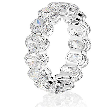 ZCCZJS 925 Sterling Silber Oval Moissanit Gemstone Engagement Cluster Ring Ehering Band Schmuck Schmuck