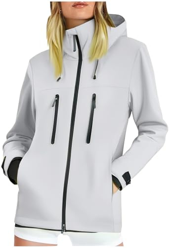 TOFOTL Lang Antivento Outdoor Giubbotto Antipioggia Donna Running Impermeabile Moto Pioggia Copri Tuta Antipioggia Mantel Riscaldata Poncho Spolverino da Giacca Sportiva Donna 24Grigio Chiaro L