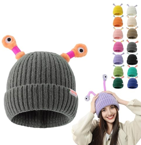 Oforest Winter Parent-Child Cute Glowing Little Monster Knit Hat, Cute Little Monster LED Knit Beanie, Warm Wool hat