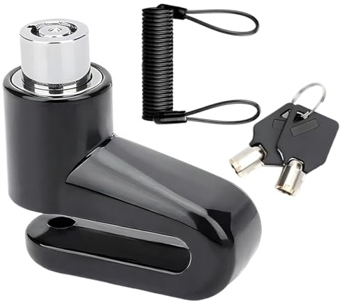 EIHI 1 Pezzi Bloccadisco Moto con Cavo Promemoria, Lucchetto Antifurto Moto Impermeabile per Moto, Bici, Motocross, Blocca Disco Scooter（Nero）