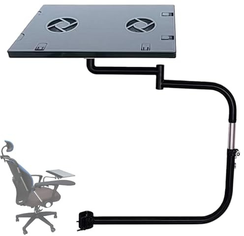 SAYEYBU Laptop Stand, Chair Arm Clamp Support, Holder Table Armrest Keyboard Extension Computer Desk Clamps Stem Support Ergonomic Stand Mount 360°Adjustable,Gray 35CM,A