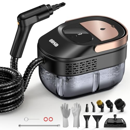 ODSD Steam Cleaner for Home & Car, Handheld Portable Steam Cleaner with 3 Steam Levels, 15s Heat-Up, 1.6L Tank, Steamer Cleaning for Sofa, Car, Carpet, Kitchen, Window, Furniture, 15pcs Accessories