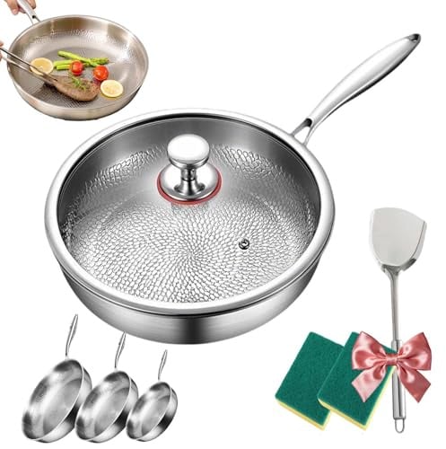 Leyof Kovali Titan Premium Pfanne Bratpfanne Mit Deckel,Titan Pfanne Unbeschichtet,Premium Uncoated Titanium Bratpfanne26/28/30cm, füR Induktion und Alle Herdarten (Ohne Topfdeckel,28CM)