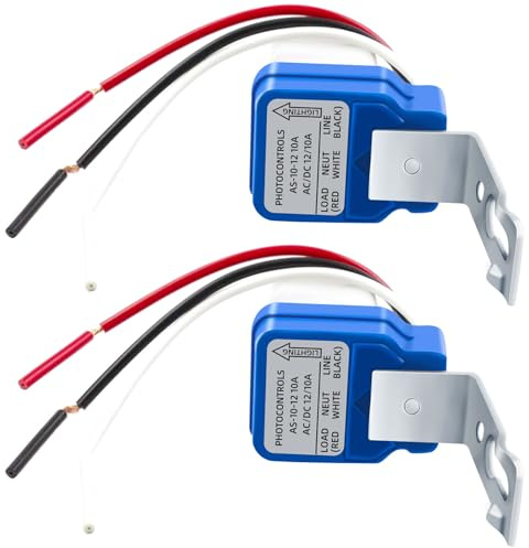 2 Pack AC DC 12V 10A Auto On/Off Photocell Light Switch Photocell Photo Switch Photoelectric Control Light Sensor Switch Dusk to Dawn Photocell Sensor for Outdoor Lighting Fixtures