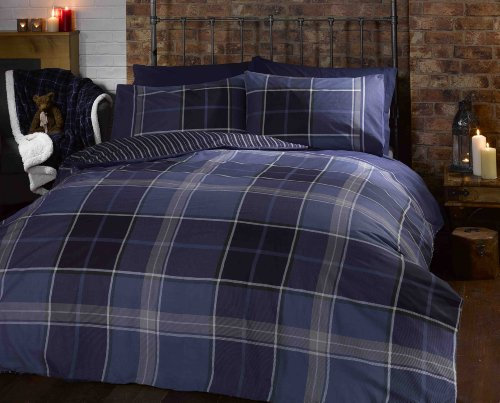 Rapport Argyle Duvet Set, Polyester-Cotton, Blue, Double