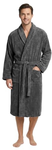 Stars and Stripes CHARCOAL GREY Bathrobe UNISEX shawl collar LUXURY 100% COTTON Terry Towel Bathrobes, terry bath robe, 450 GSM cotton bathrobe