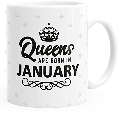 MoonWorks Queens Are Born in January Kaffee-Tasse weiß Unisize