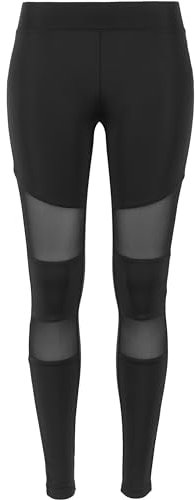 URBAN CLASSICS Ladies Tech Mesh Leggings mujer elásticos para deporte, con 4 insertos de malla funcional, corte clásico, pantalones de deporte, cintura elástica.