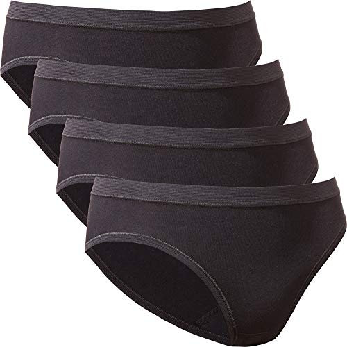 con-ta Damen-Hüftslip 4er-Pack Feinripp schwarz Größe 44