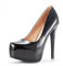 DREAM PAIRS Women's Slip On Stiletto High Heel Platform Dress Court Shoes SWAN_30,Size 6,Black/pat,SWAN_30