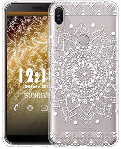 Sunrive Coque pour ASUS Zenfone Max Pro M1 ZB601KL/ZB602KL 5,99 Pouces, Silicone Étui Housse Protecteur Souple Gel Coussin d'air Transparent Back Case(TPU Fleur Blanc)+ Stylet OFFERTS