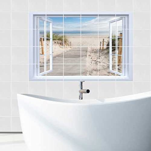 FoLIESEN Fliesenaufkleber - Deko-Bild für Bad, Küche, Badezimmer - Dekoration Fliesen-Bild selbstklebend - Meerblick, Fliese - Bild (BxH):15x20 cm - 90x60 cm / 18-tlg.