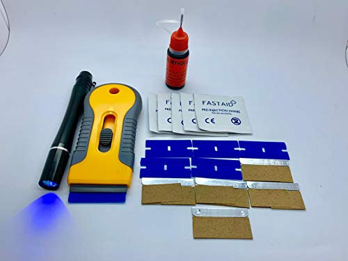 Glass Furniture Repair Set with 10g UV Glue, Squeezable Bottle, Pen Shaped UV Torch