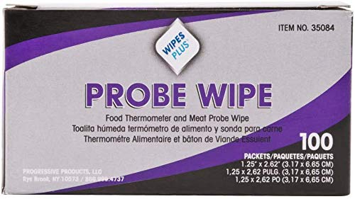 WIPESPLUS Thermometer Sanitizing Wipes - Probe Wipe Sachet - 100 Wipes