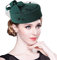 Z&X British Vintage Wollfilz Pillbox Hut Damen Kirche Derby Winter Fascinator Hut Schleier Blume Fedoras, A- Grün, Einheitsgröße