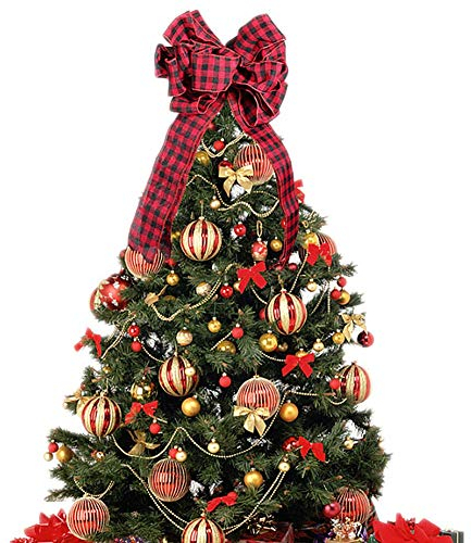 Molinter Tannenbaumspitze Weihnachtsbaumspitze Christbaumspitzen Baumspitze Weihnachtsbaum Bogen-Knoten Weihnachtsstern Baumschmuck für Weihnachten Deko