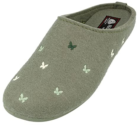 HAFLINGER Everest Farfalline Filzhausschuhe mit Schmetterlingen Kiwi Gr. 37