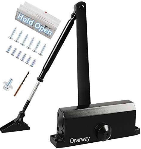 Onarway Automatic Door Closer Hold Open Size 3 Spring Hydraulic Door Closure Aluminum Alloy Body, for Residential and Commercial Use, for 45~60kg Door, Not Applies Parallel Installation