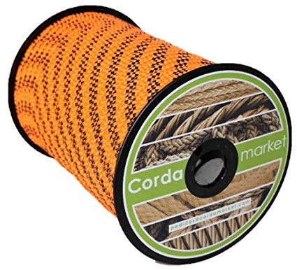 Cordamarket 8mm Corde drisse Mixte, Orange Fluo, 50mts