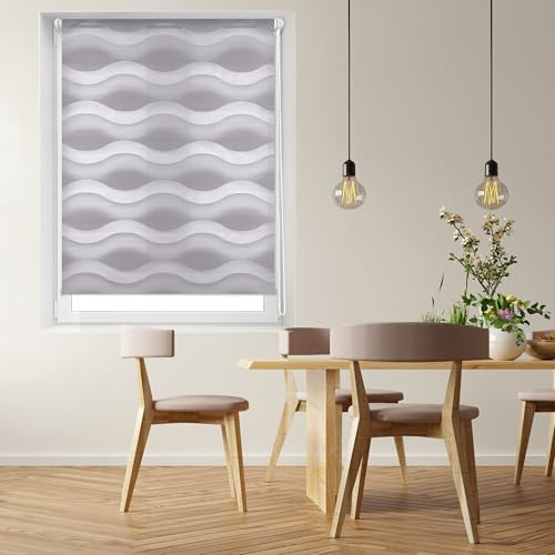 Blindecor - Luna doppelrollo klemmfix ohne bohren - duo rollo klemmfix Silber - 92 x 150 cm (Breite x Länge) Stoffgröße 89 x 145 cm