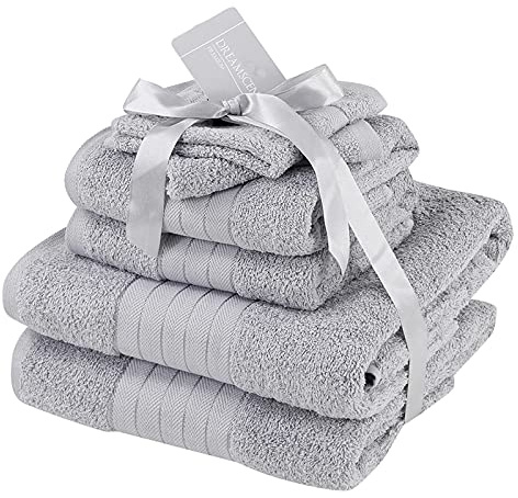 Brentfords Super Absorbent & Quick Drying Jumbo Towel - 100% Cotton Extra Large Bathroom Towel Sheets - Premium Quality - 90 x 150cm - Luxury Set of 4 – Silver