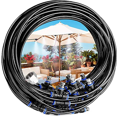 Bontannd Wasser-Spray-kit 5m Nass Nebel Garten Vernebler Außen Befeuchtungssystem Wassernebel Für Gewächshaus Luftbefeuchtung Patio Kühl